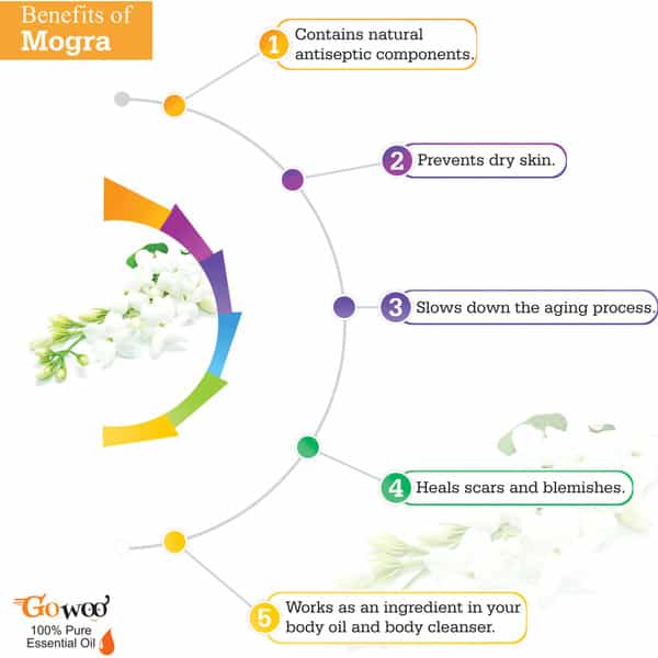 Go Woo 100% Pure Mogra Oil For Hair Skin And Aromatherapy 30 Ml