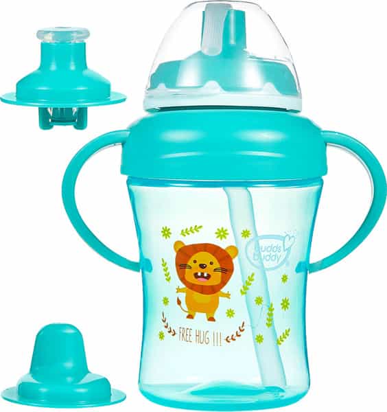 Buddsbuddy Bpa Free Antispill Baby Training Sipper (Spout+Straw+Drinking Sucker) Set Green 210Ml
