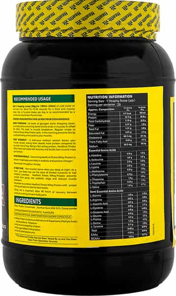 Healthvit Fitness 100% Ultra-Premium Whey Protein | 1Kg / 2.2Lbs (Chocolate Flavor)