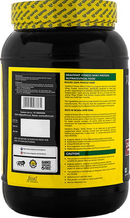 Healthvit Fitness 100% Ultra-Premium Whey Protein | 1kg / 2.2lbs (Chocolate Flavor)