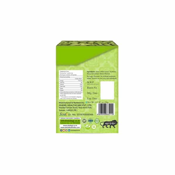 Zindagi Instant Green Coffee Powder|100% Natural Green Coffee Beans Powder|20 Sachets |Pack Of 4