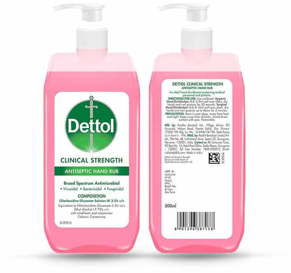 Dettol Clinical Strength Antiseptic Hand Rub Sanitizer - 500 Ml.