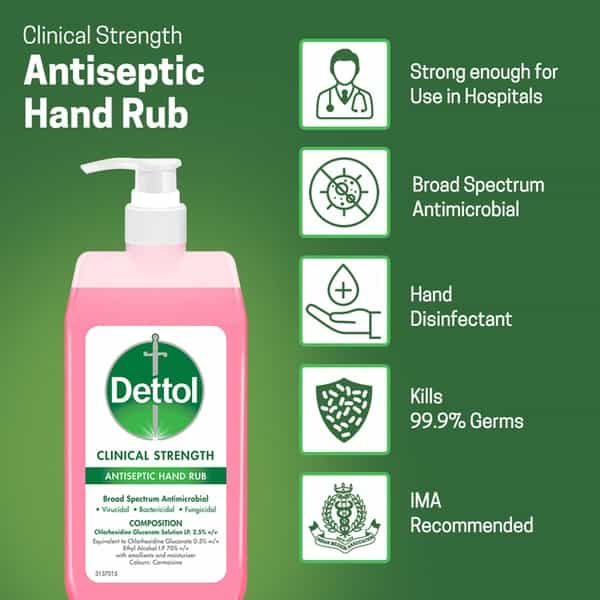 Dettol Clinical Strength Antiseptic Hand Rub Sanitizer - 500 Ml.