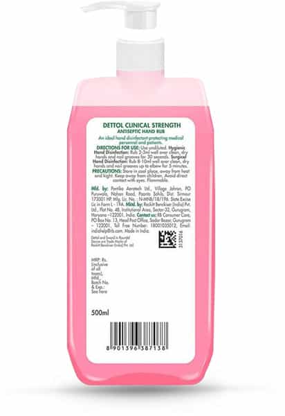 Dettol Clinical Strength Antiseptic Hand Rub Sanitizer - 500 Ml.
