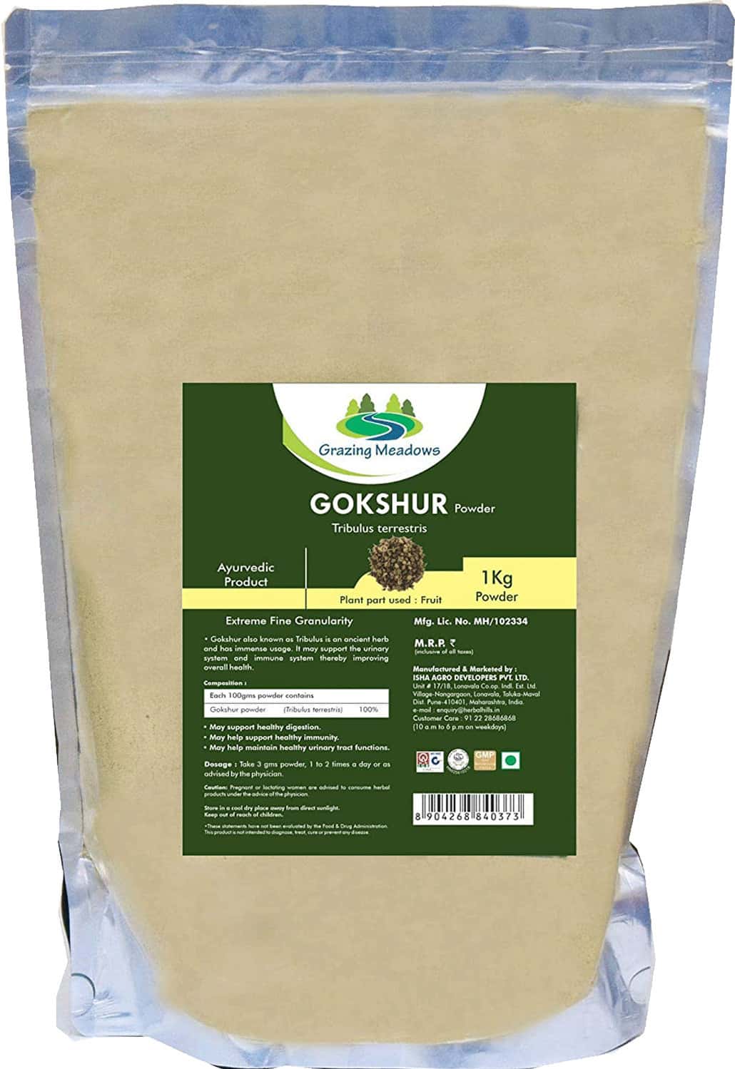 Grazing Meadows Gokshur Powder - 1 Kg (Pack Of 2)