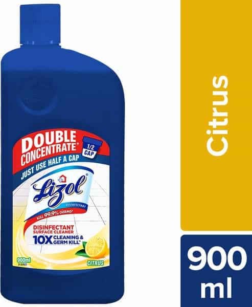 Lizol Double Concentrate Disinfectant Surface Cleaner ( Citrus ) - 900Ml