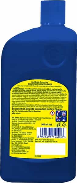 Lizol Double Concentrate Disinfectant Surface Cleaner ( Citrus ) - 900Ml