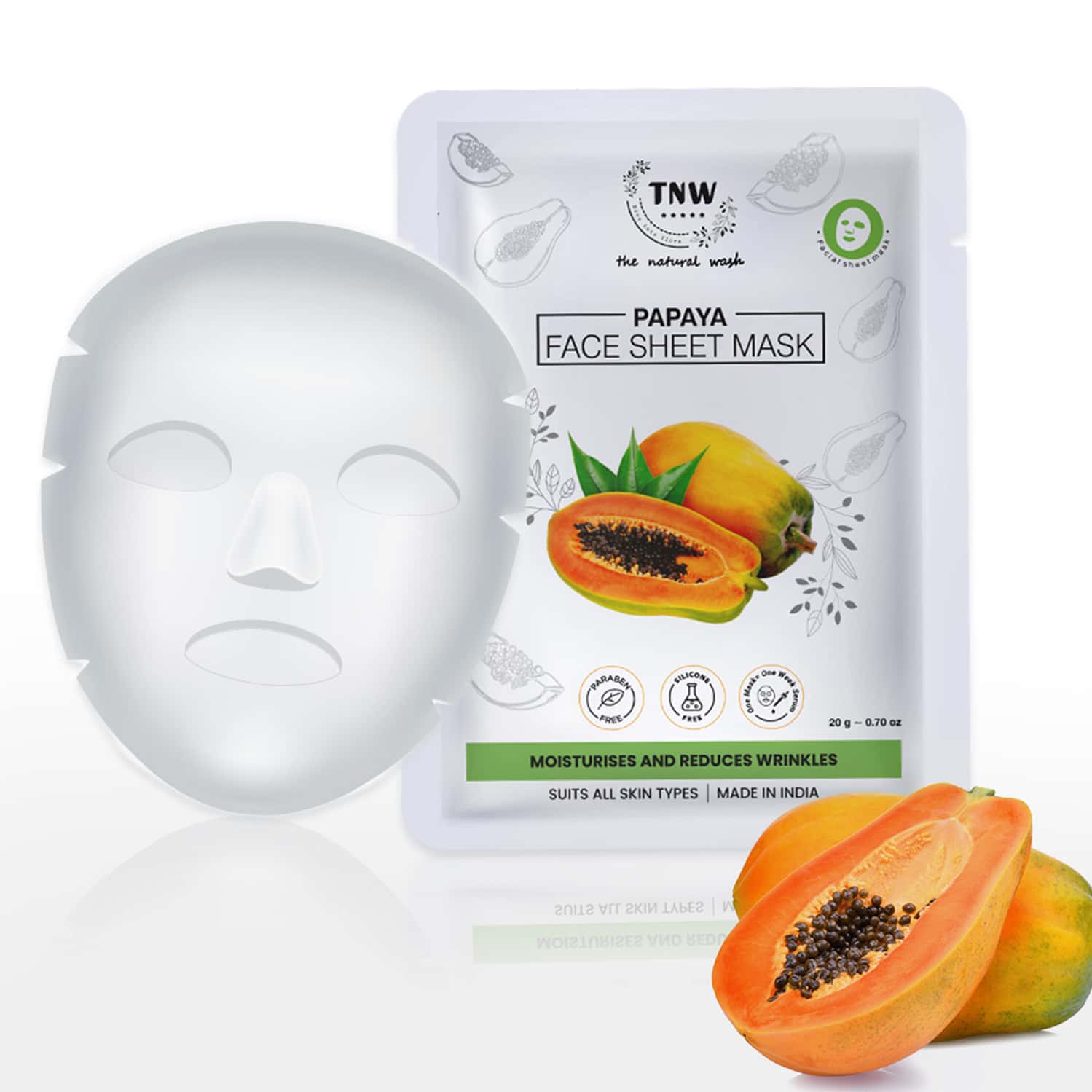 Buy TNWTHE NATURAL WASH PAPAYA FACE SHEET MASK PACK OF 3 Online