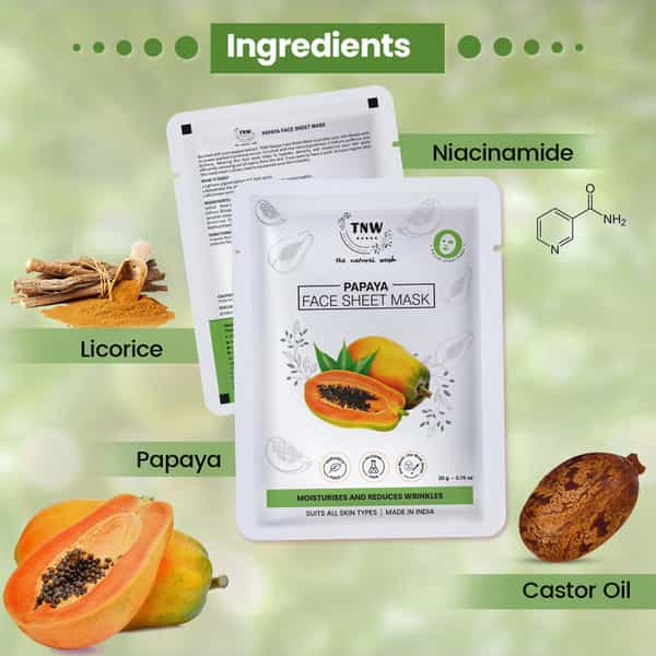 Tnw The Natural Wash Papaya Face Sheet Mask - Pack Of 3