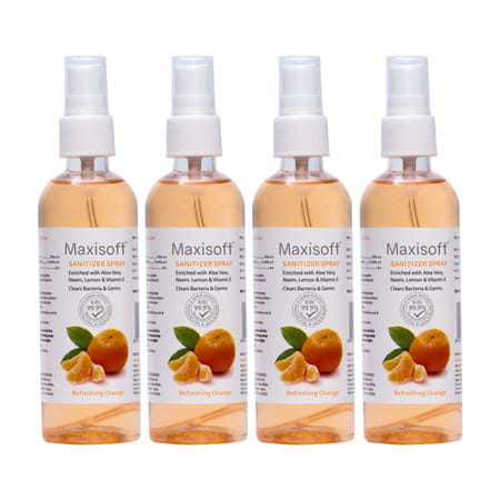 Maxisoft Sanitizer Spray | Orange | 120 Ml | Pack Of 4