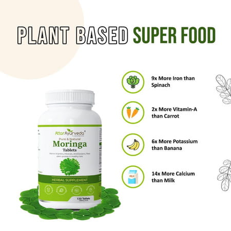 Attar Ayurveda Moringa Tablets 120 Tablets | 500 Mg Each