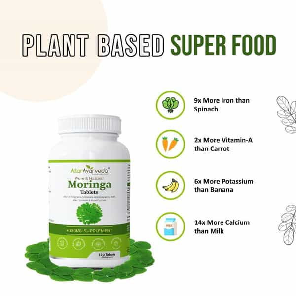 Attar Ayurveda Moringa Tablets 120 Tablets | 500 Mg Each