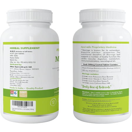 Attar Ayurveda Moringa Tablets 120 Tablets | 500 Mg Each