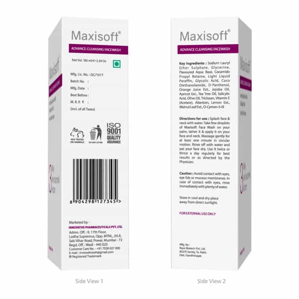 Maxisoft Advance Cleansing | 3 Way Antibacterial Action | Face Wash | Tube | 100 Ml | Pack Of 3