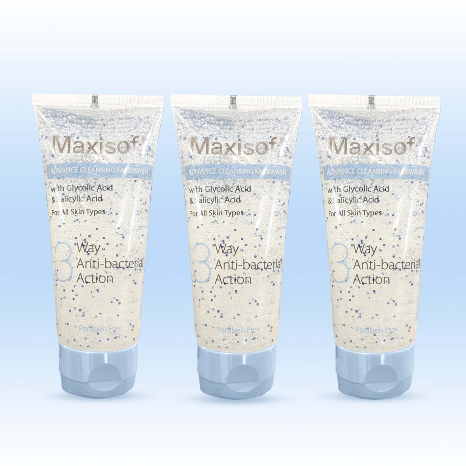 Maxisoft Advance Cleansing | 3 Way Antibacterial Action | Face Wash | Tube | 100 Ml | Pack Of 3