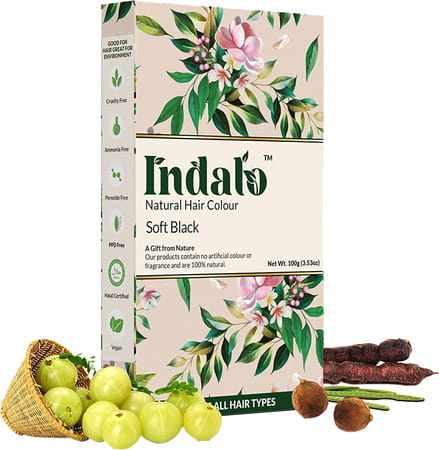 Indalo Natural Hair Colour No Ammonia No Ppd No Peroxide Soft Black - 100g