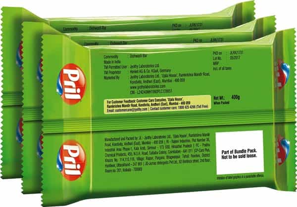Pril Lime Vinegar Dishwash Bar 400Gx3