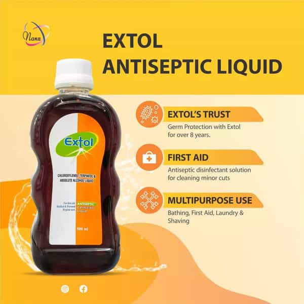 Extol Antiseptic Liquid For First Aid | Surface Disinfection And Personal Hygiene 500Ml