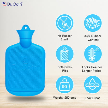 Dr. Odin 2 Litre Hot Water Bag | Non Electric Leakproof & Reusable Heating Pad (Blue)
