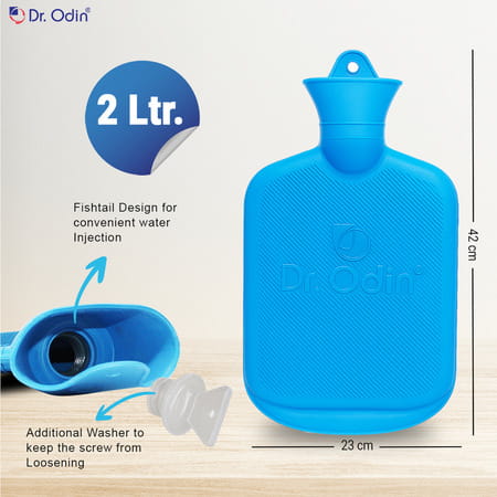 Dr. Odin 2 Litre Hot Water Bag | Non Electric Leakproof & Reusable Heating Pad (Blue)