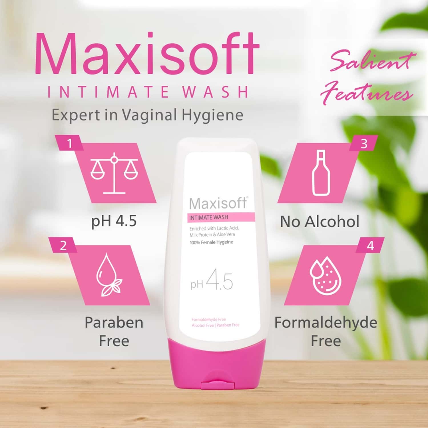 Buy MAXISOFT INTIMATE WASH 100 ML WITH ALOE & RED BERRY ALCOHOL