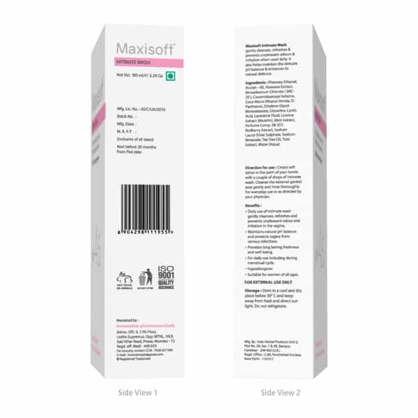 Maxisoft Intimate Wash | Ph 4.5 | Bottle | 100 Ml | Pack Of 3