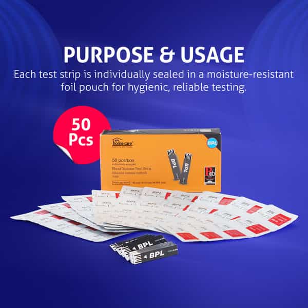 Bpl Medical Technologies Blood Glucose Test Strips | Individually Wrapped - 50 Count