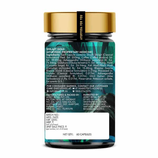 Kapiva Shilajit Gold Capsules | Contains 24 Carat Gold | Boosts Stamina In 4 Weeks | 100% Ayurvedic