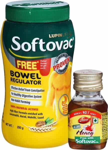 Softovac Constipation Relief Powder | Bottle Of 250G With Dabur Honey 50G Free