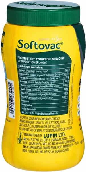 Softovac Constipation Relief Powder | Bottle Of 250G With Dabur Honey 50G Free