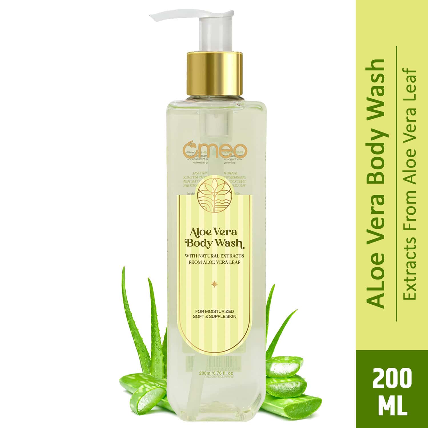 Omeo Aloe Vera Body Wash Shower Gel With Natural Extracts From Aloe Vera Leaf | Men & Women - 200ml