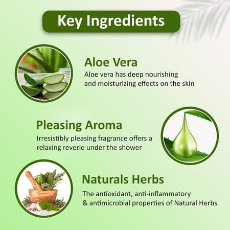 Omeo Aloe Vera Body Wash Shower Gel With Natural Extracts From Aloe Vera Leaf | Men & Women - 200Ml