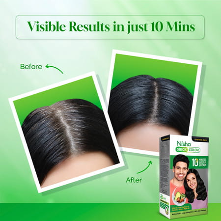 Nisha Quick Color 10 Minutes Creme Hair Colour Natural Black 120G | No Ammonia | Permanent | Unisex