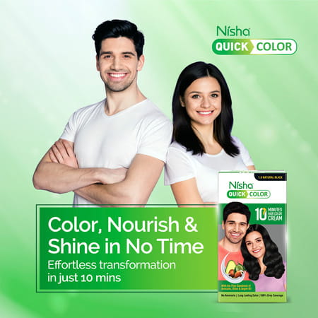 Nisha Quick Color 10 Minutes Creme Hair Colour Natural Black 120G | No Ammonia | Permanent | Unisex