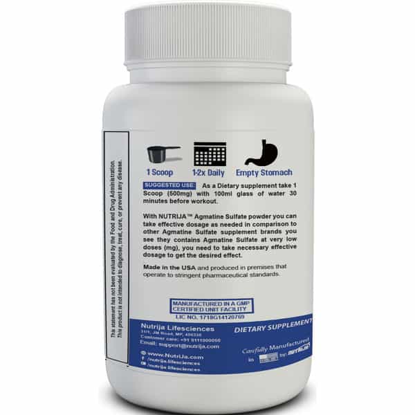 Nutrija Agmatine Sulfate -100 Grams (Usp Grade) 100% Pure Powder | Boost Nitric Oxide (100 Grams)