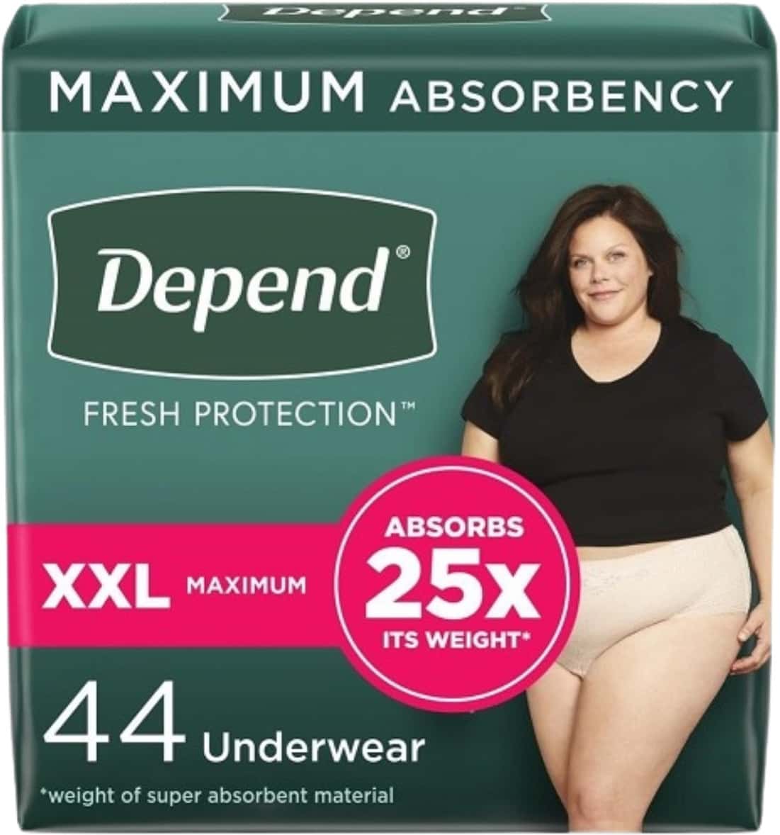 Depend Fit-Flex Incontinence Underwear For Women| Disposable| Maximum Absorbency| Xxl| Blush| 44n
