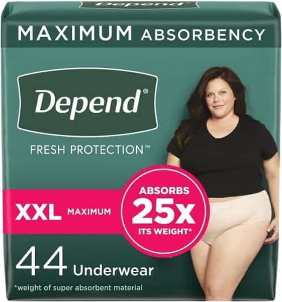 Depend Fit-Flex Incontinence Underwear For Women| Disposable| Maximum Absorbency| Xxl| Blush| 44N