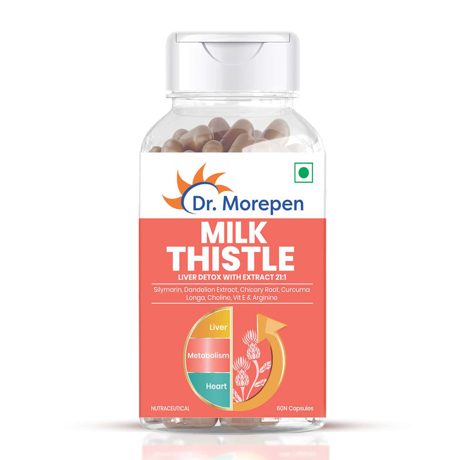 Dr. Morepen Milk Thistle+ | Lever Detox With Extract | Capsules | 60 No's