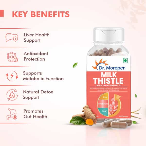 Dr. Morepen Milk Thistle+ | Lever Detox With Extract | Capsules | 60 No's