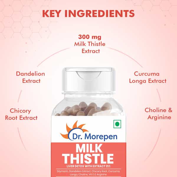 Dr. Morepen Milk Thistle+ | Lever Detox With Extract | Capsules | 60 No's