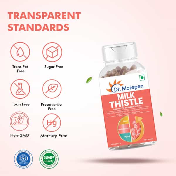 Dr. Morepen Milk Thistle+ | Lever Detox With Extract | Capsules | 60 No's