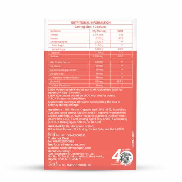 Dr. Morepen Milk Thistle+ | Lever Detox With Extract | Capsules | 60 No's