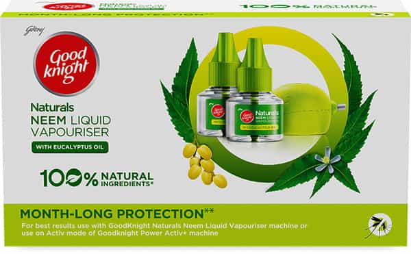 Godrej Good Knight Naturals Neem Liquid Vapouriser Combo Pack - Machine With 2 Refill