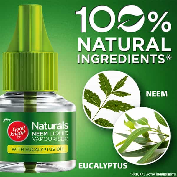 Godrej Good Knight Naturals Neem Liquid Vapouriser Combo Pack - Machine With 2 Refill
