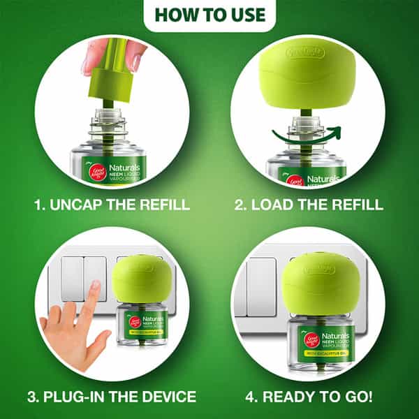 Godrej Good Knight Naturals Neem Liquid Vapouriser Combo Pack - Machine With 2 Refill