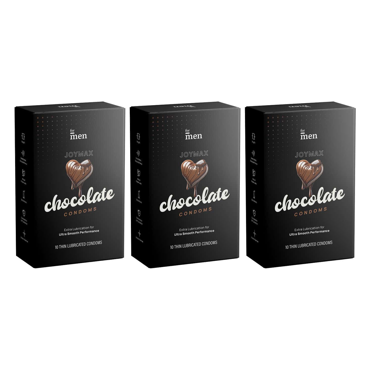 Formen Joymax Condoms For Men 10 Disposable Pouches Chocolate Flavour-10 Count (pack Of 3)