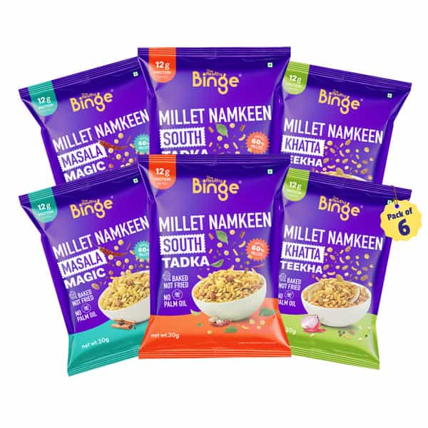 The Healthy Binge Assorted Millet Namkeen Combo 180G (Pack Of 6)