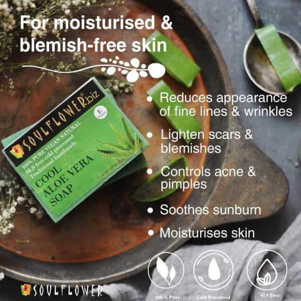 Soulflower Cool Aloe Vera Soap 150Gm