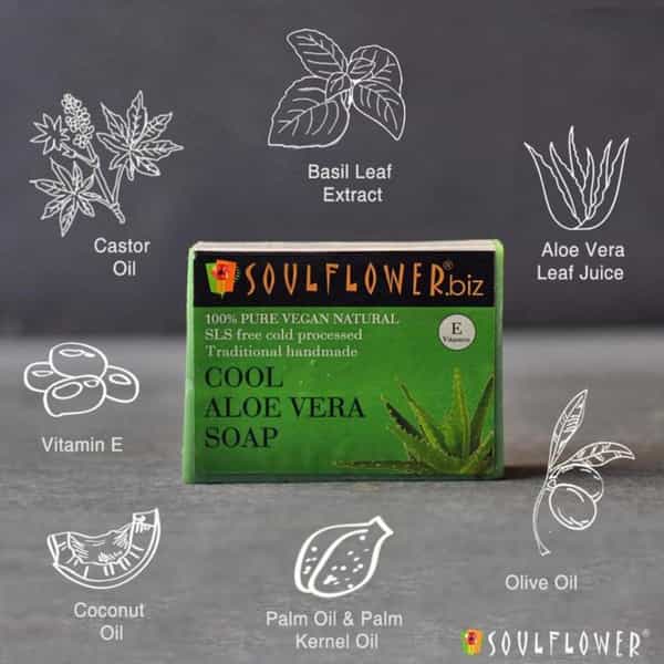 Soulflower Cool Aloe Vera Soap 150Gm
