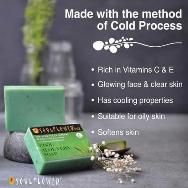 Soulflower Cool Aloe Vera Soap 150Gm
